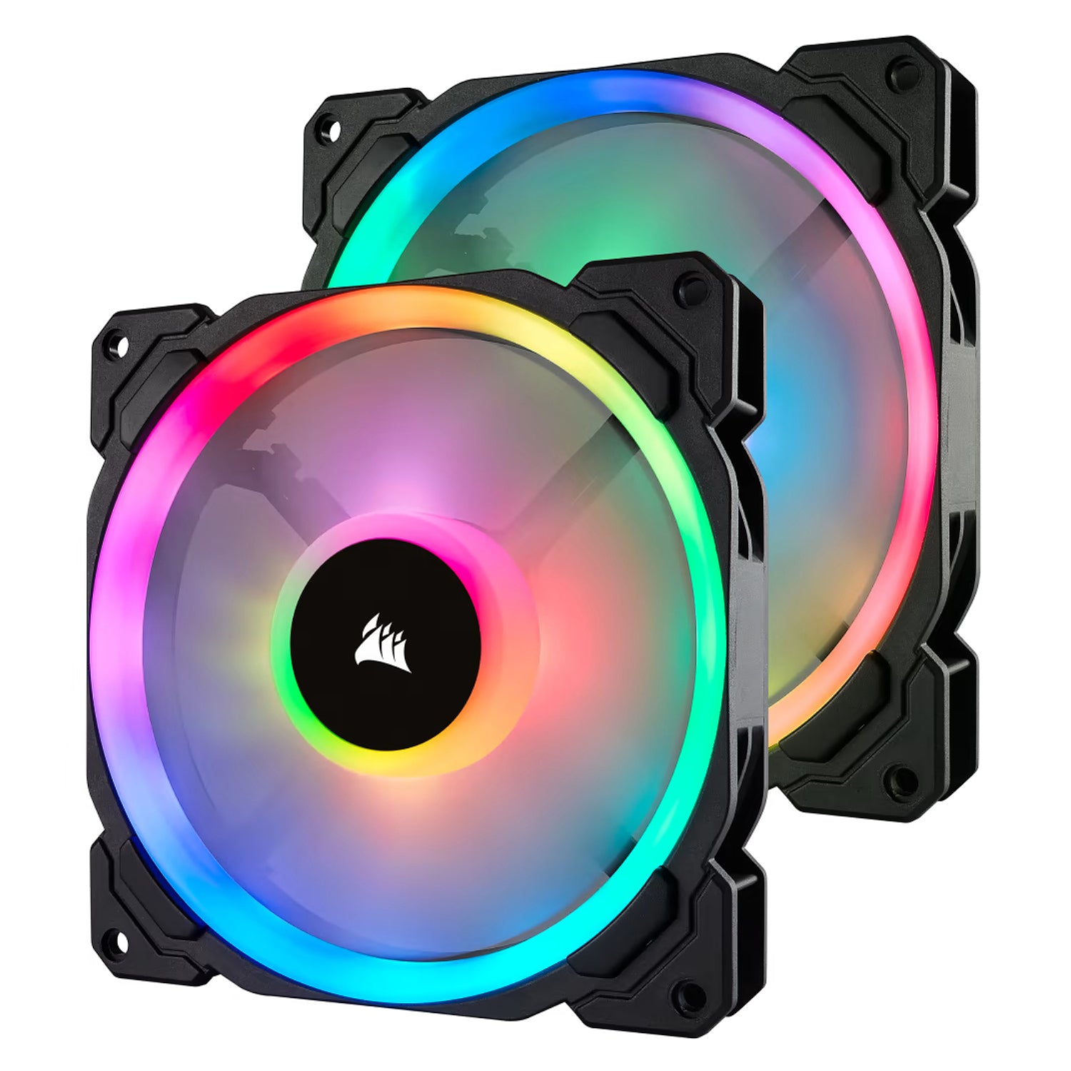 ערכת מאווררים למארז Corsair LL140 Dual Light Loop PWM RGB 2x Fans With Lighting Node PRO 140mm