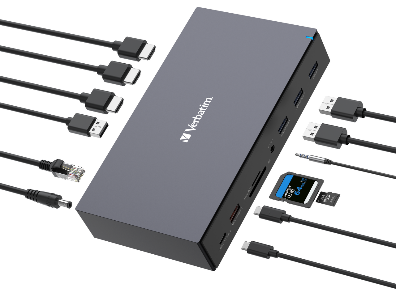 תחנת עגינה Verbatim CDS-17 Type-C 100W-PD 3xHDMI 2xDP