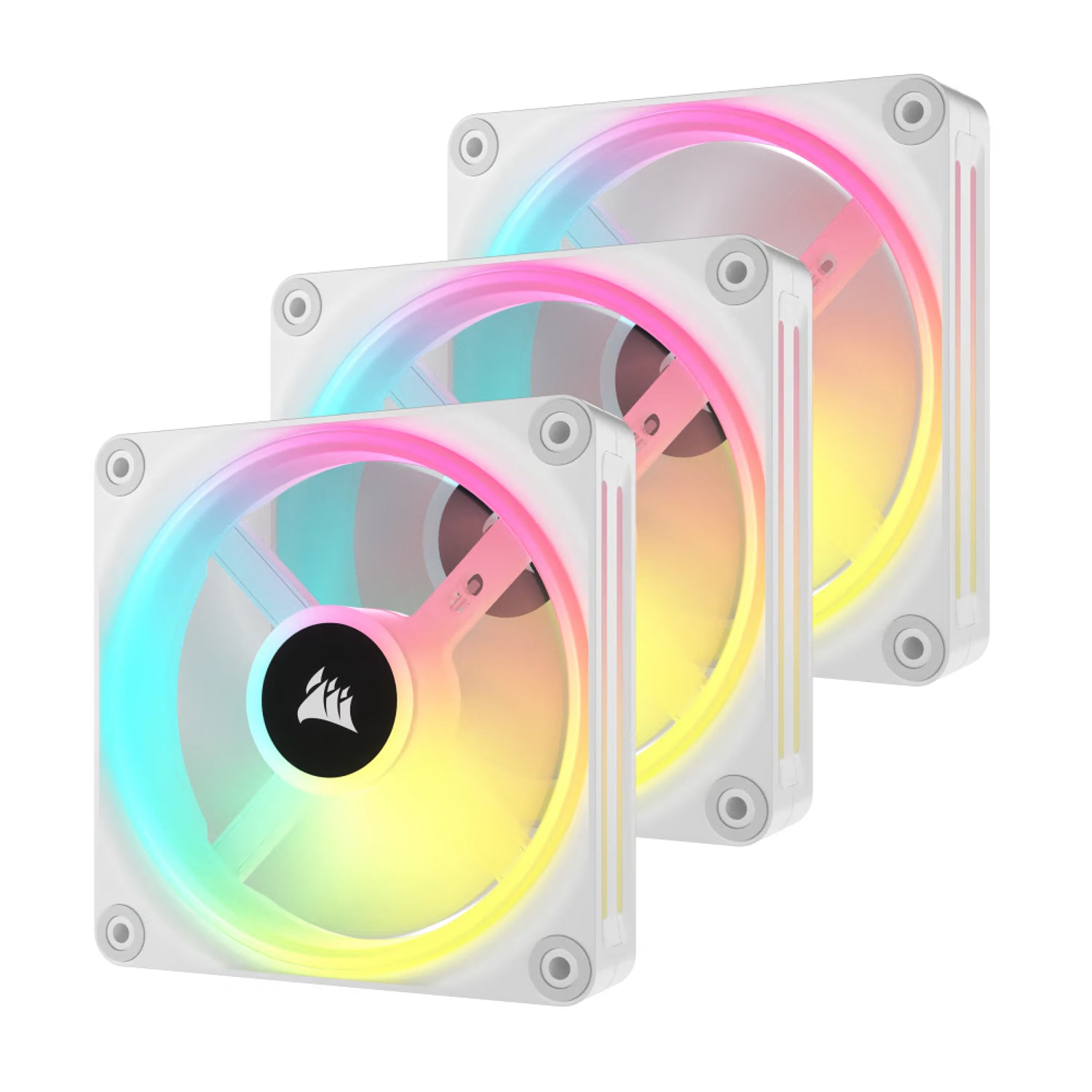 ערכת מאווררים למארז בצבע לבן Corsair iCUE Link QX120 RGB PWM 3x Fans 120mm