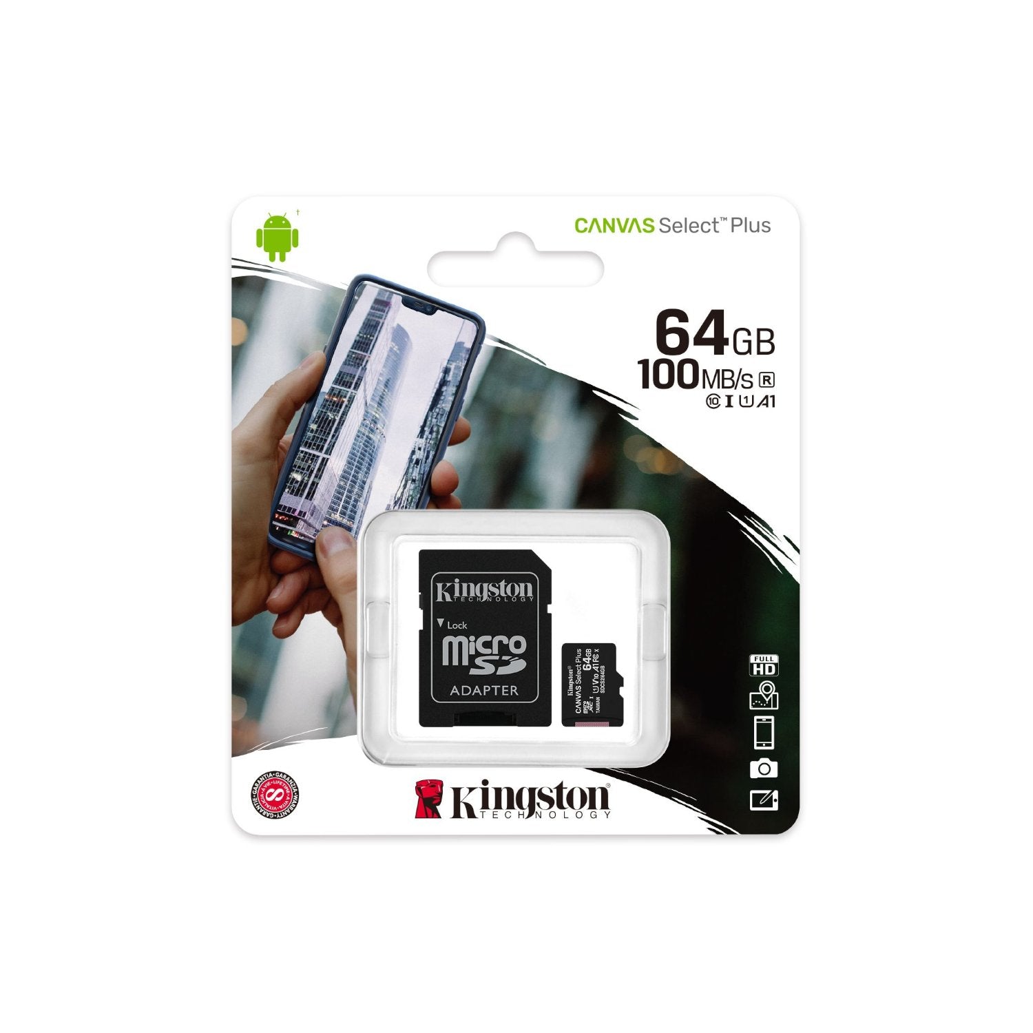 כרטיס זיכרון Kingston 64GB UHS-1 Canvas Select Plus