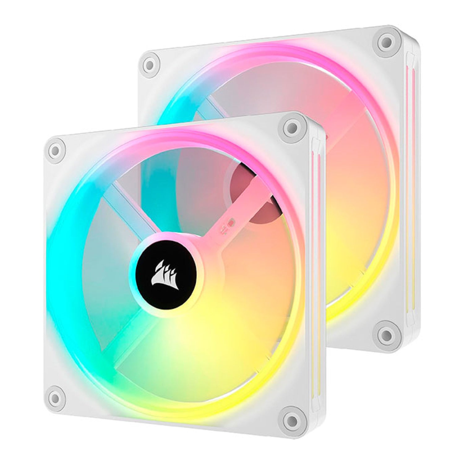 ערכת מאווררים למארז בצבע לבן Corsair iCUE Link QX140 RGB PWM 2x Fans 140mm