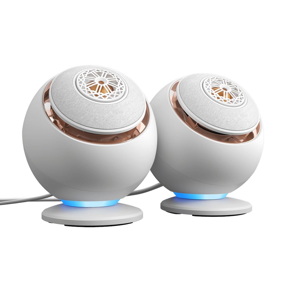 רמקולים בצבע לבן Creative Pebble Nova Premium 2.0 USB-C Coaxial White