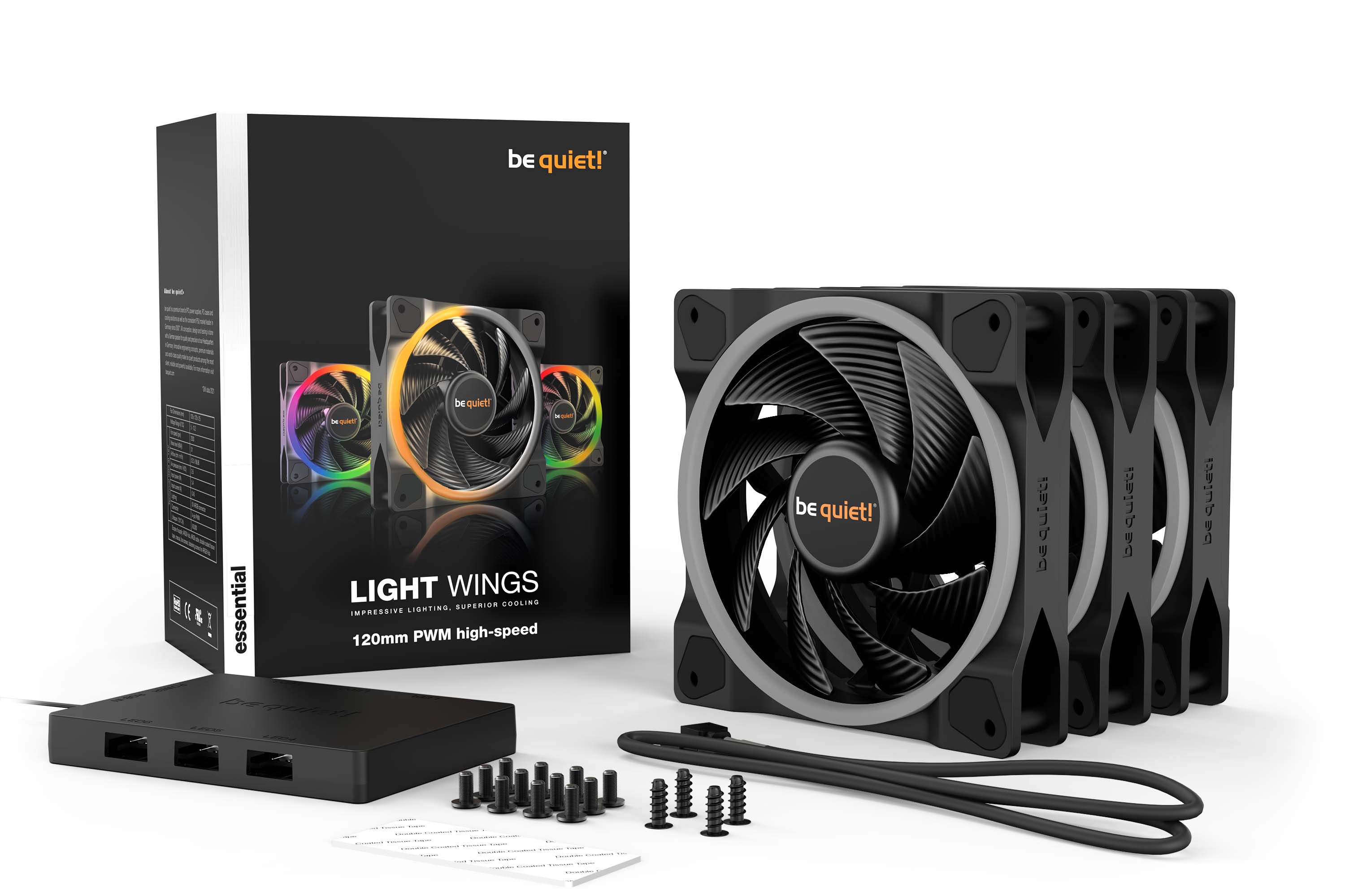 ערכת מאווררים למארז Be Quiet! Light Wings PWM High-Speed 3x Fans 120mm