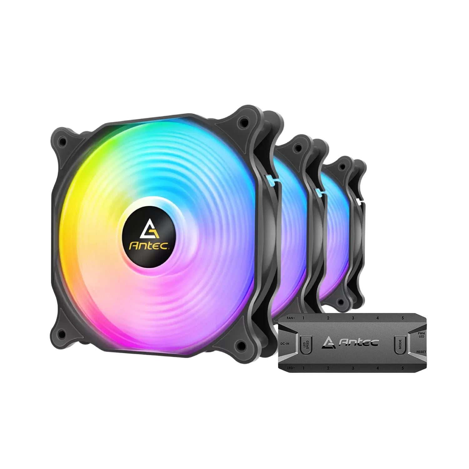 ערכת מאווררים למארז Antec F14 Racing ARGB x3 Fans 140mm