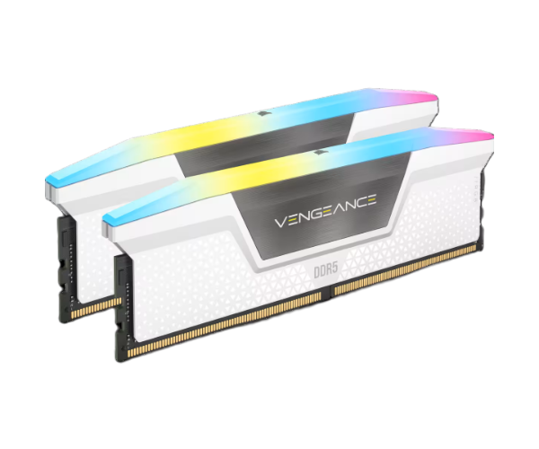 זיכרון לנייח בצבע לבן Corsair Vengeance RGB 64GB 2X32 DDR5 6000Mhz