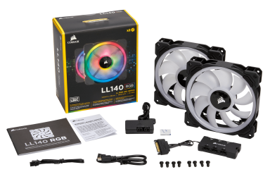 ערכת מאווררים למארז Corsair LL140 Dual Light Loop PWM RGB 2x Fans With Lighting Node PRO 140mm