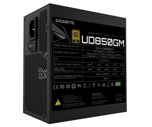 ספק כוח Gigabyte UD850GM 850W Gold Full Modular