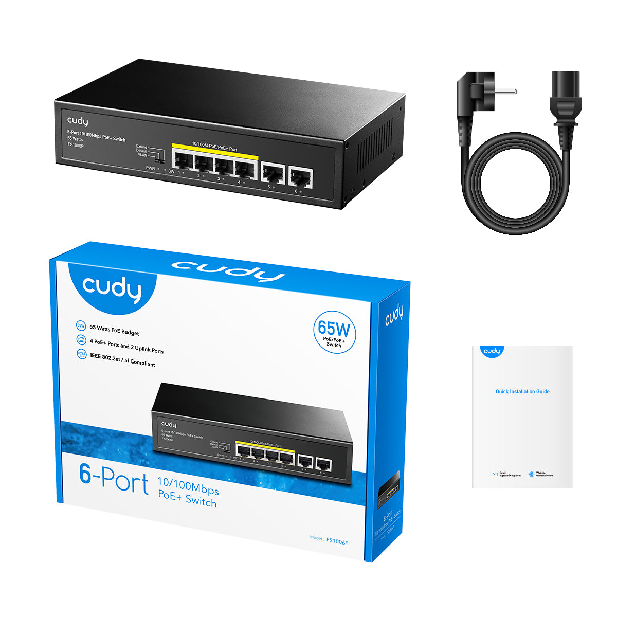 מתג מתכת Cudy 6-Port POE 10/100