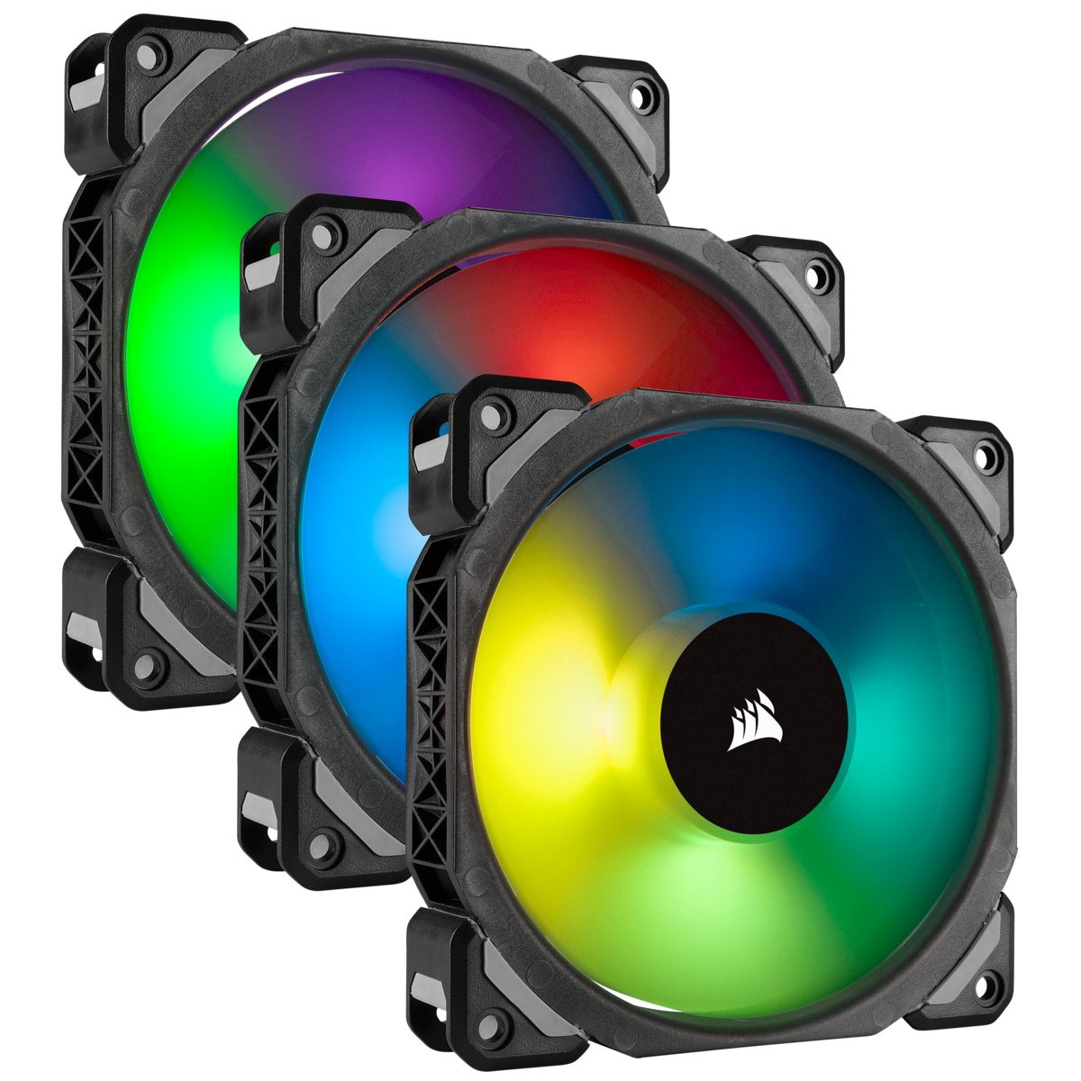 ערכת מאווררים למארז Corsair ML120 Premium Magnetic Levitation PWM RGB 3x Fans 120mm