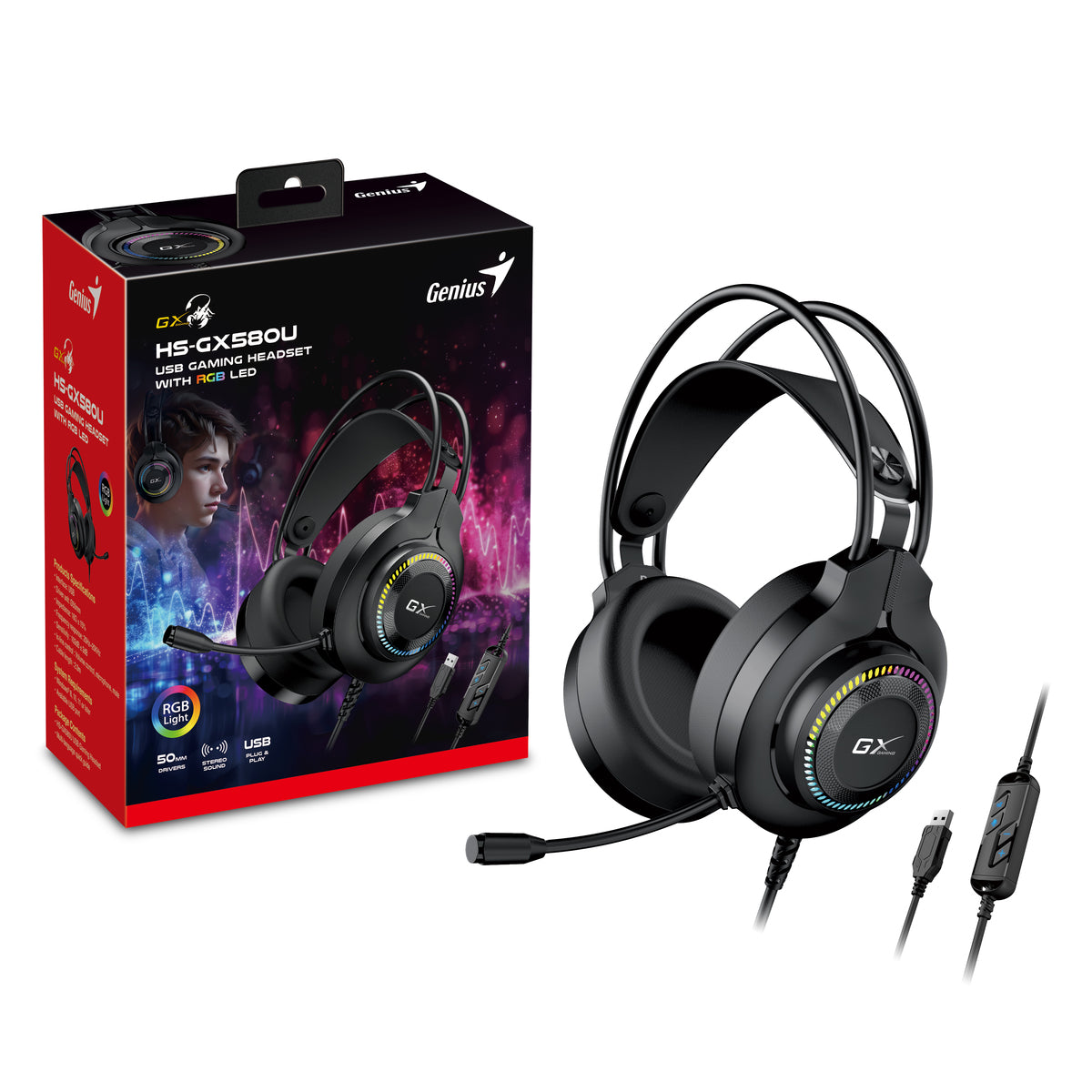אוזניות גיימינג Genius HS-GX580U
