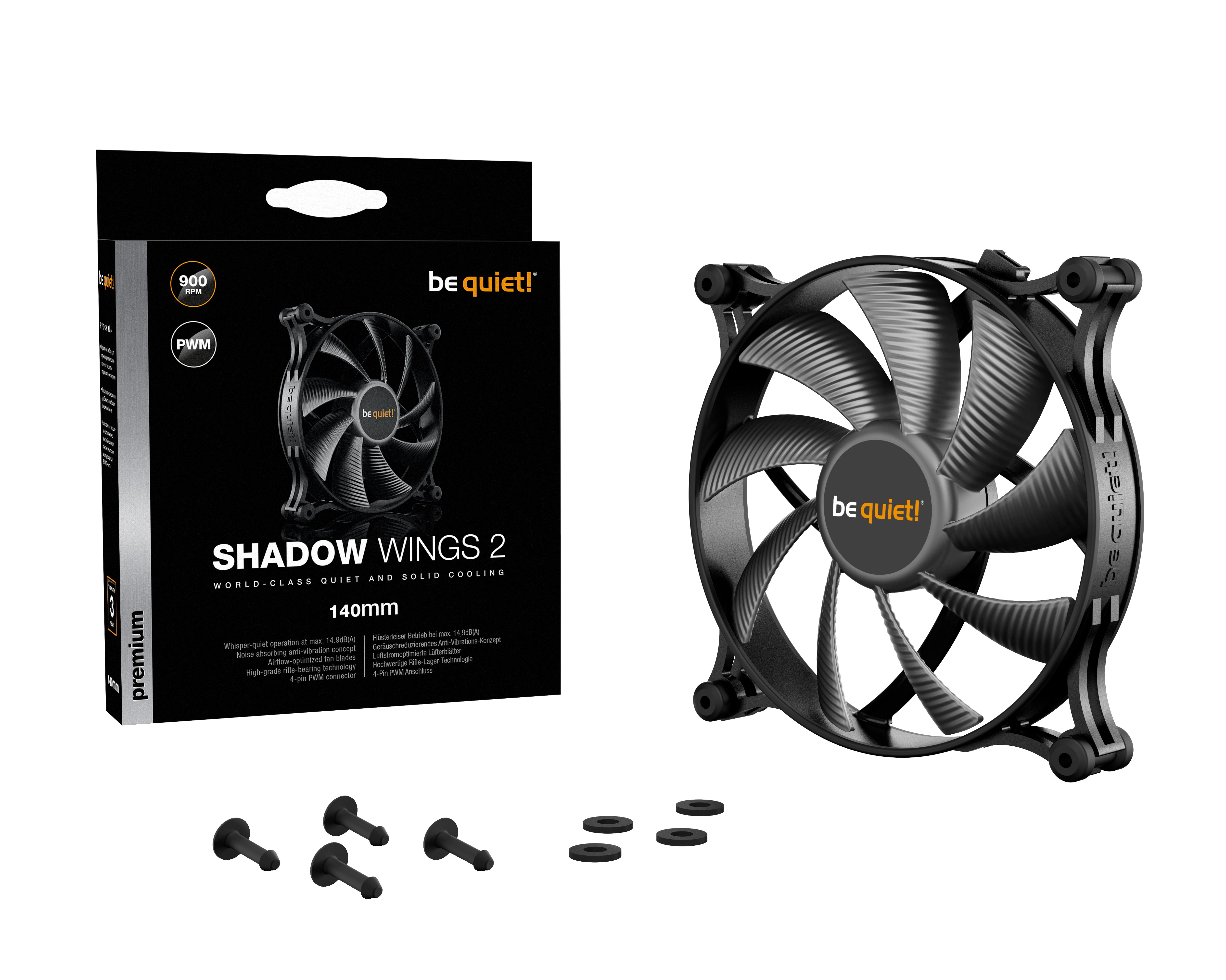 מאוורר למארז Be Quiet! Shadow Wings 2 PWM 140mm