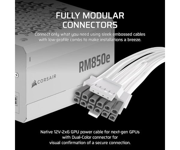 ספק כוח לבן Corsair RM850e 850W Gold Fully modular White