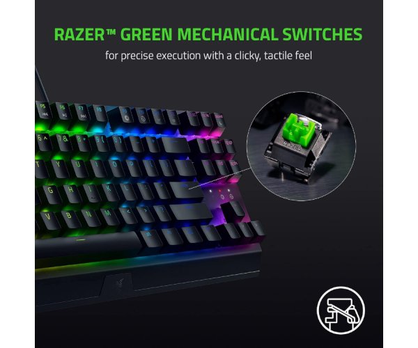 מקלדת גיימינג מכנית Razer BlackWidow v3 TKL Wired RGB Green Switches