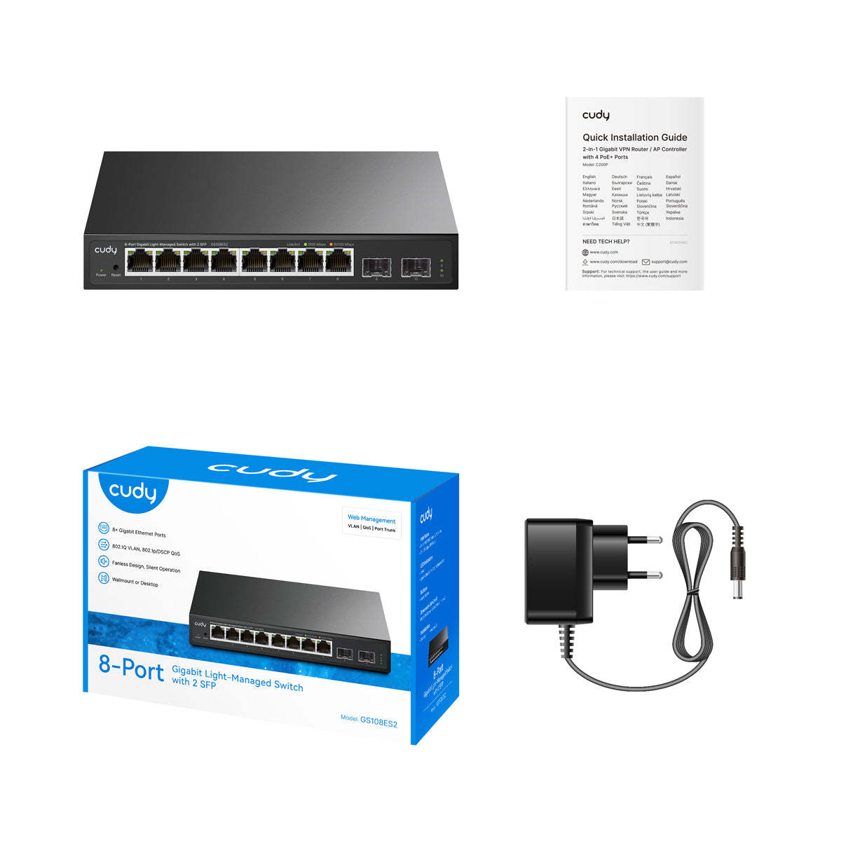 מתג מנוהל Cudy 8-Port Easy-Managed 2 SFP