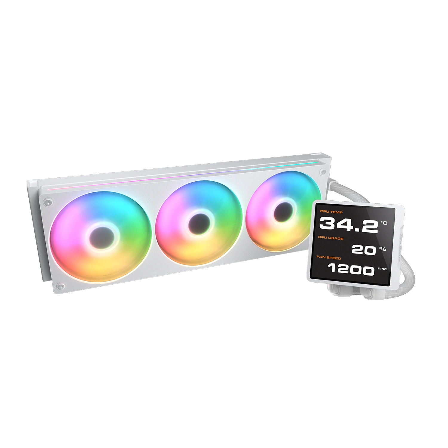 קירור נוזלי לבן Cougar POSEIDON VISTEK Pro 360 ARGB LCD White