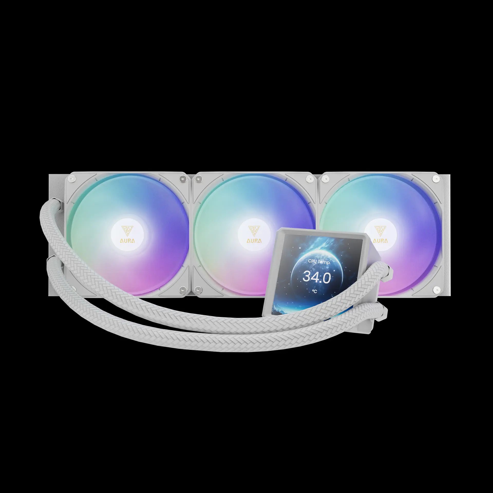 קירור נוזלי לבן Gamdias AURA GL360 LCD ARGB 360mm White