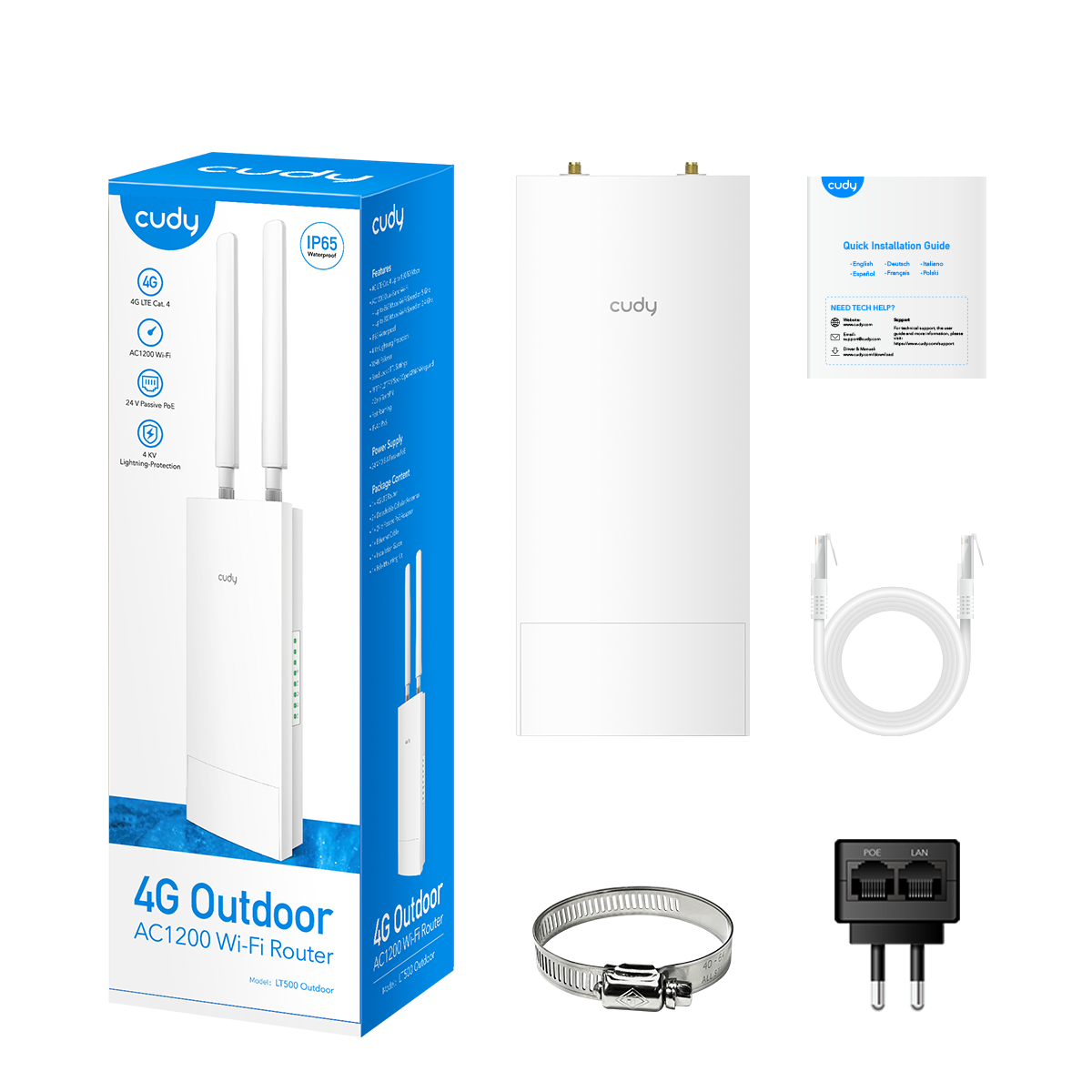 ראוטר סלולרי חיצוני Cudy LTE500 Outdoor AC1200 10/100