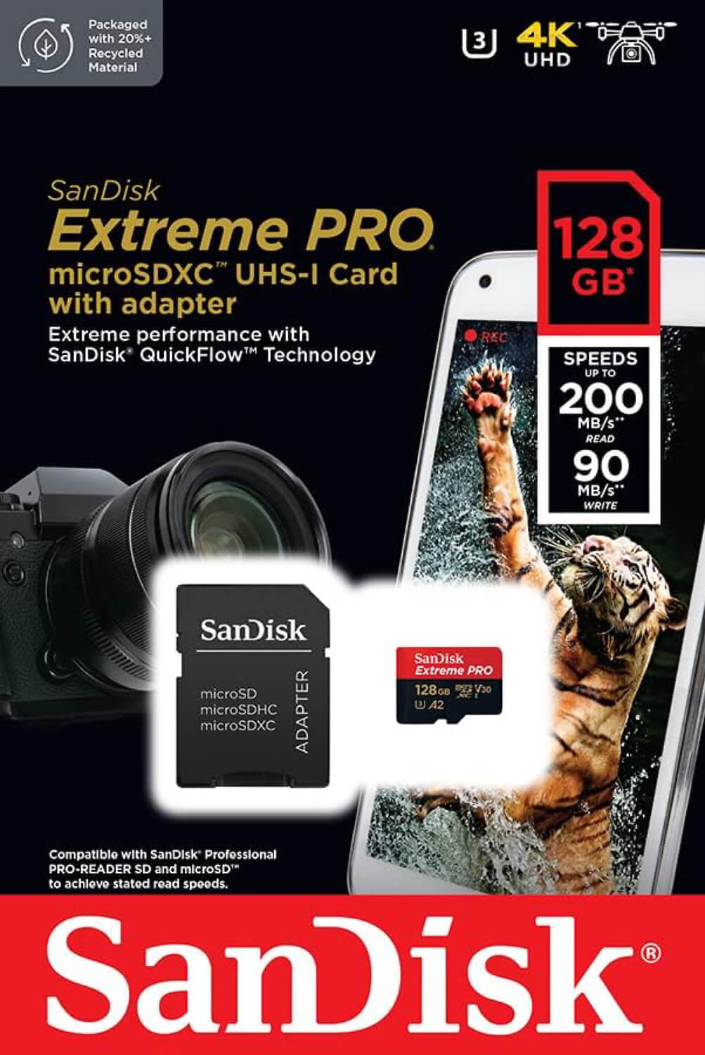 כרטיס זיכרון SanDisk 128GB Extreme Pro