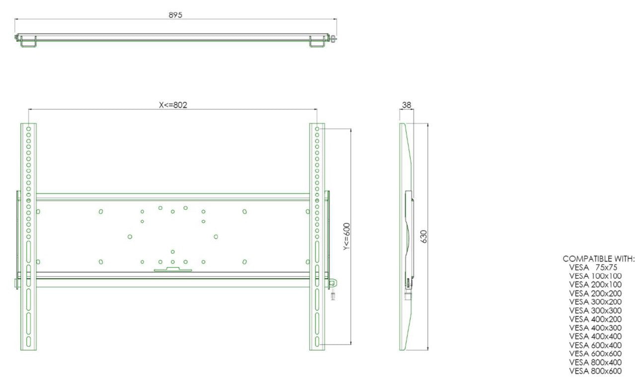 מתקן קיר לטלוויזיה IIYAMA 86" - 98" Wallmount up to VESA MAX 800x600mm