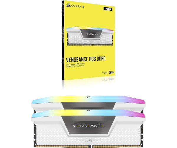 זיכרון לנייח בצבע לבן Corsair Vengeance RGB 32GB 2X16 DDR5 6400Mhz