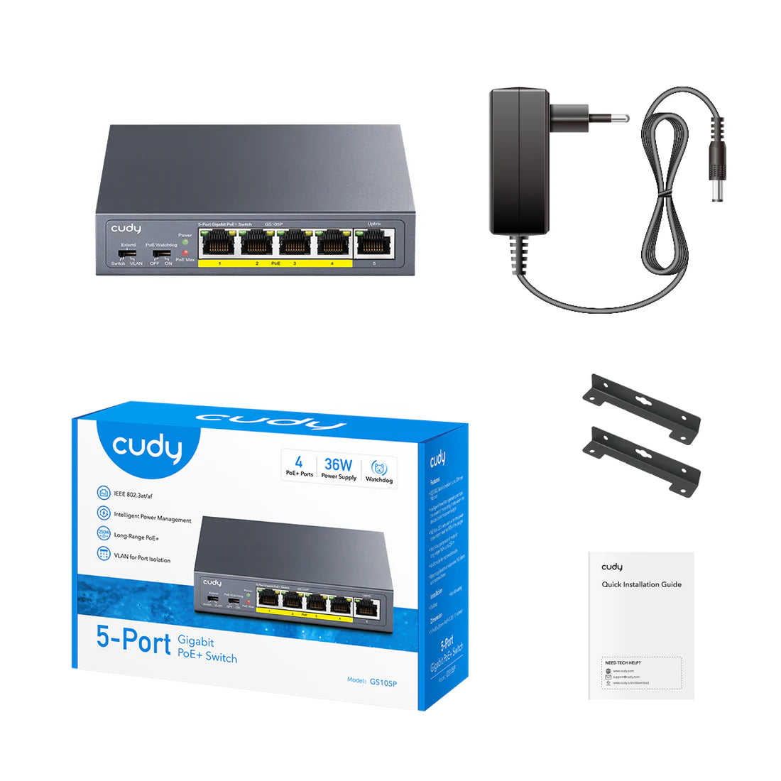 מתג Cudy 5-Port POE Gigabit 36W