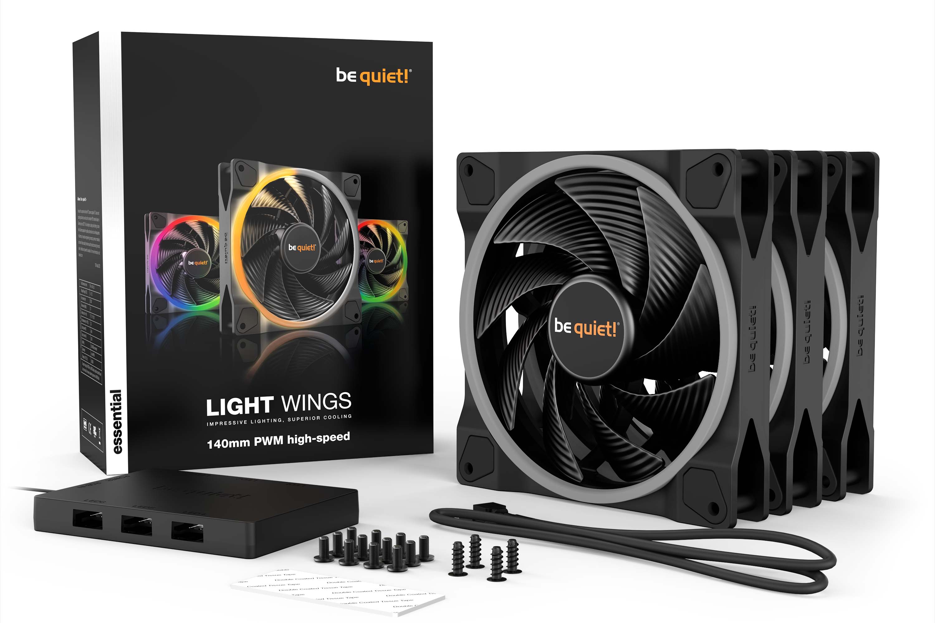 ערכת מאווררים למארז Be Quiet! Light Wings PWM High-Speed 3x Fans 140mm