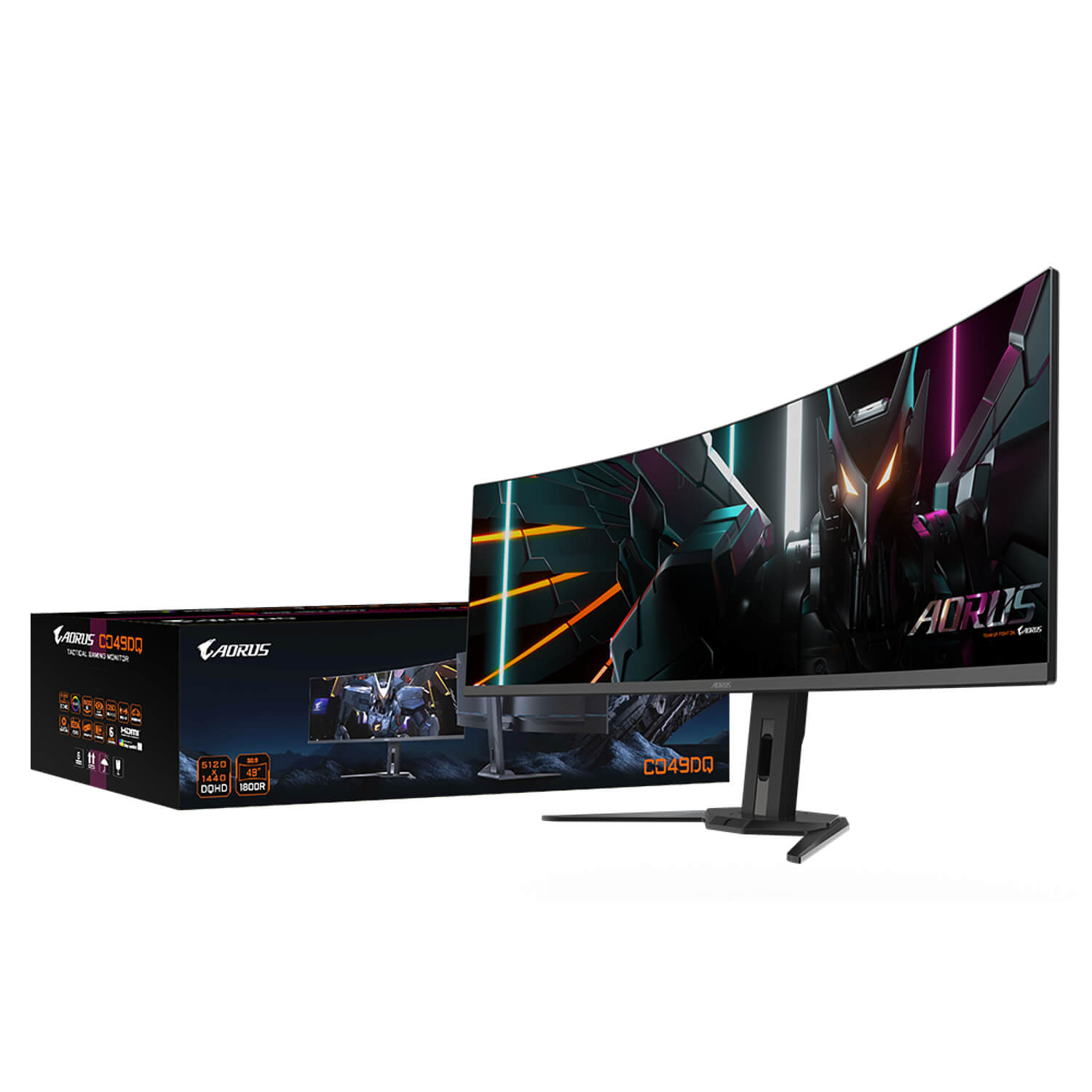 מסך גיימינג קעור Gigabyte AORUS 49" OLED Ultra-Wide 5K UHD 144Hz 0.03ms