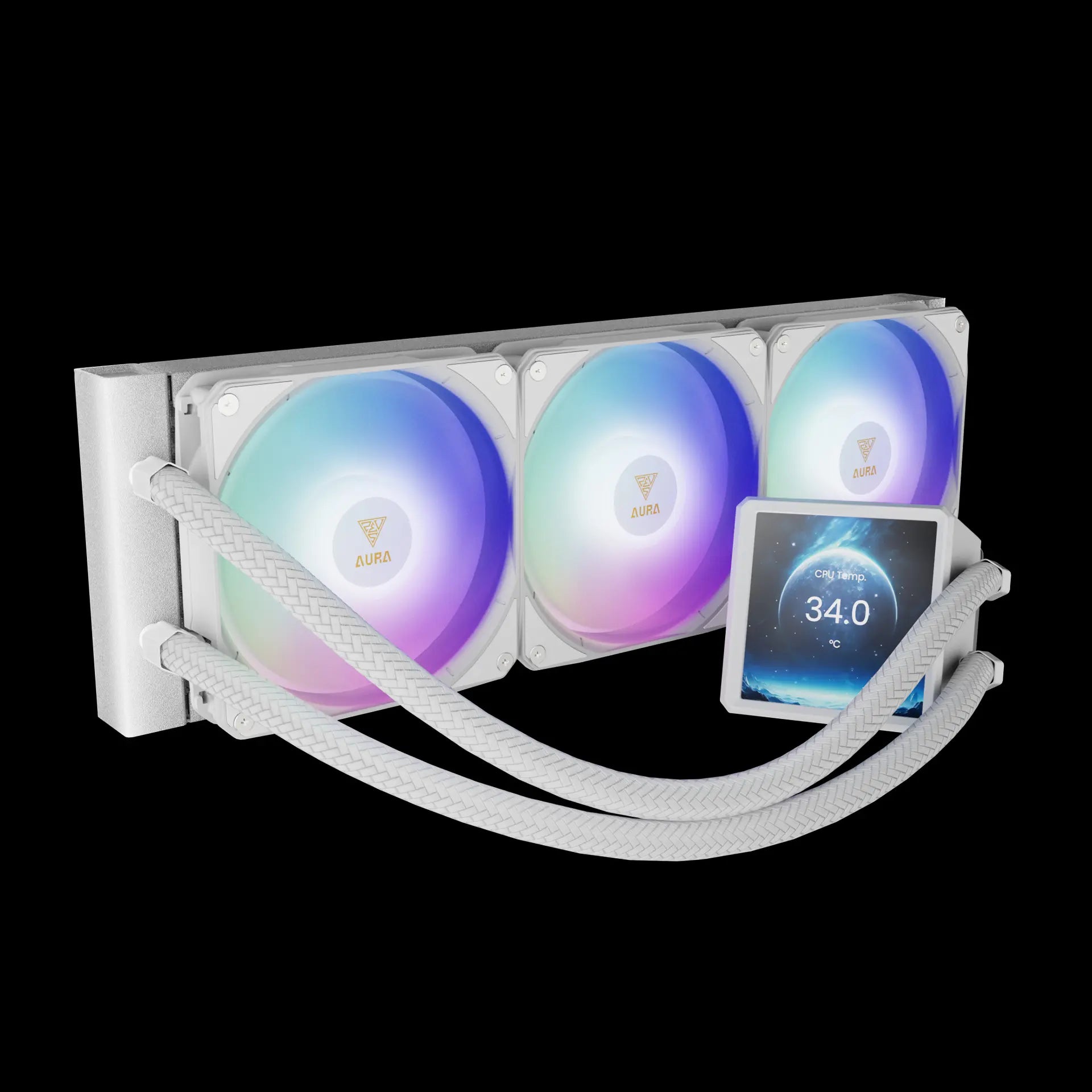 קירור נוזלי לבן Gamdias AURA GL360 LCD ARGB 360mm White