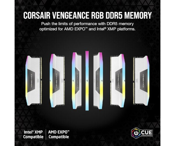זיכרון לנייח בצבע לבן Corsair Vengeance RGB 32GB 2X16 DDR5 6400Mhz