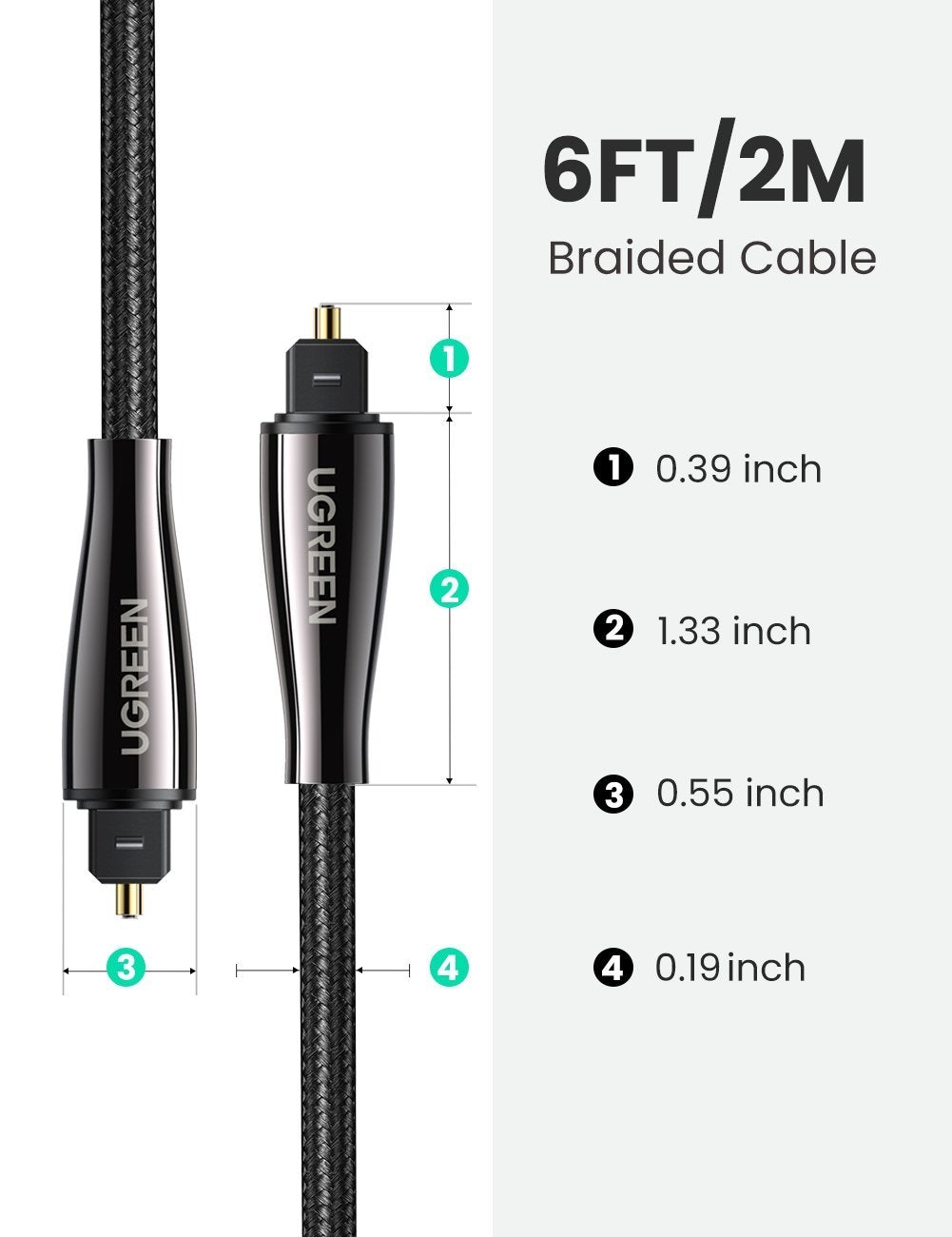 כבל אודיו UGreen SPDIF Toslink Optical 2M