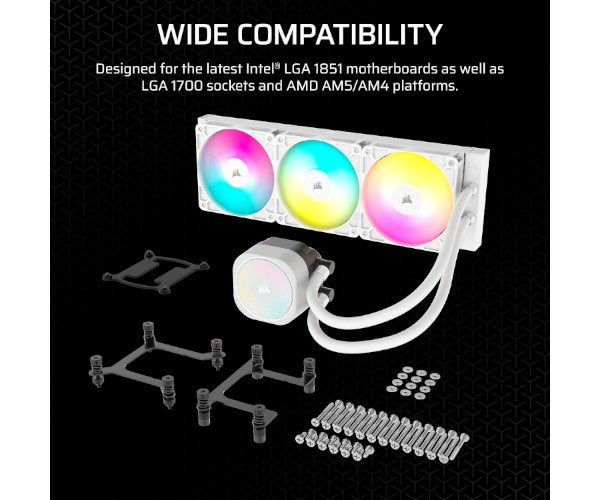 קירור נוזלי לבן Corsair iCUE NAUTILUS 360 RS White 360mm AIO