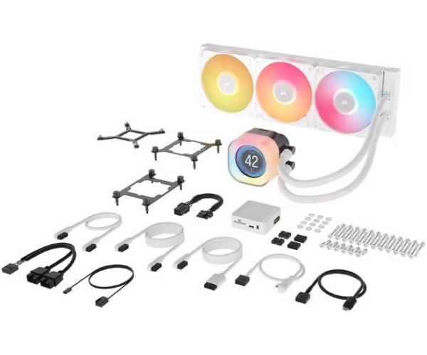 קירור נוזלי לבן Corsair iCUE TITAN 360 RX LCD White 360mm AIO