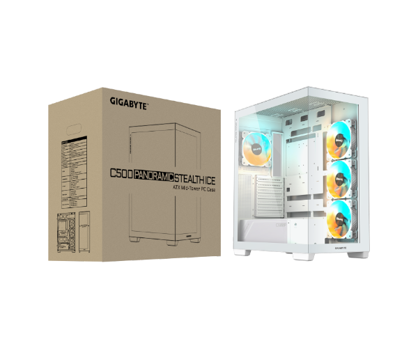 מארז לבן Gigabyte C500 Panoramic Stealth ICE