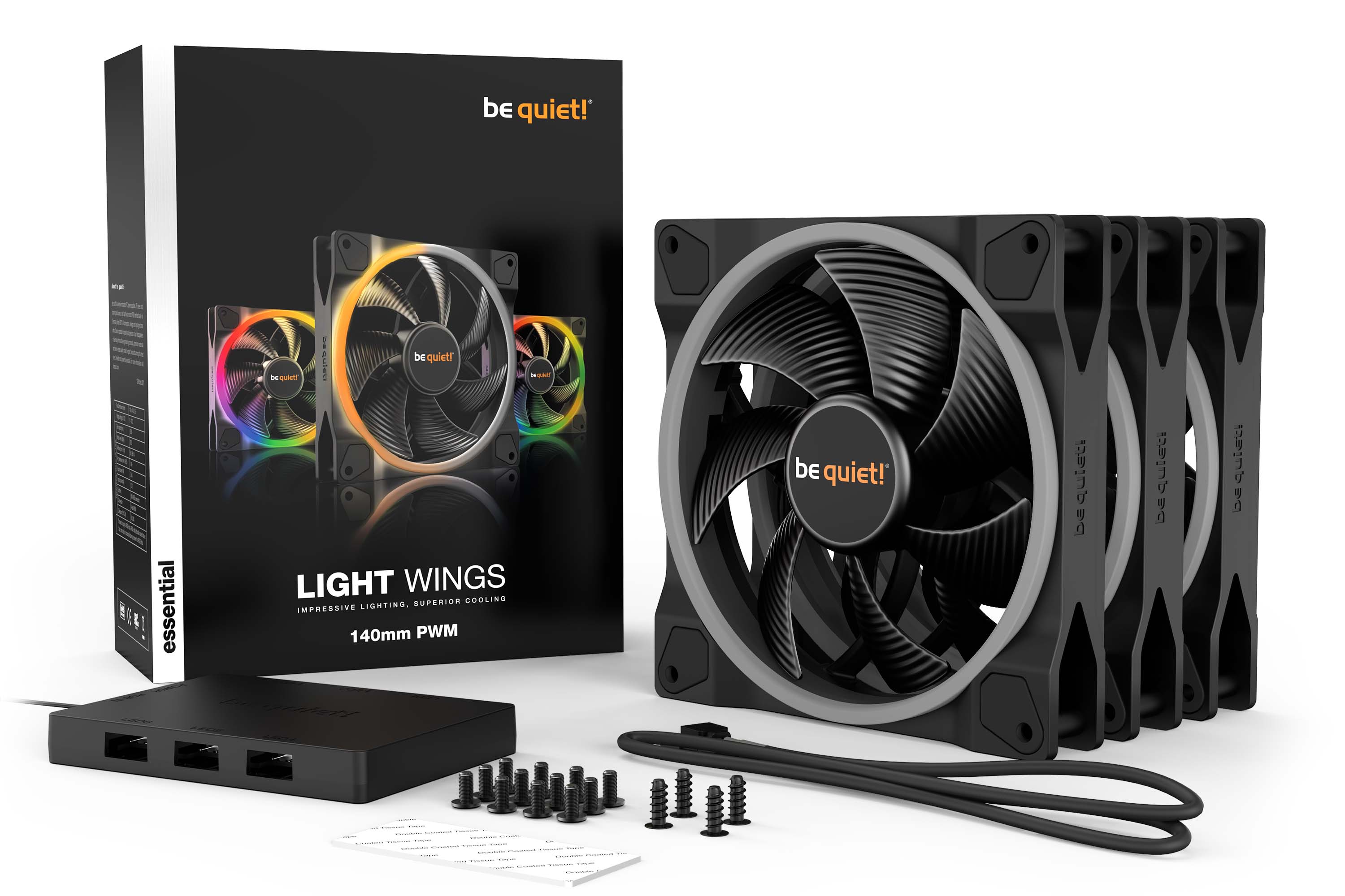 ערכת מאווררים למארז Be Quiet! Light Wings PWM 3x Fans 140mm