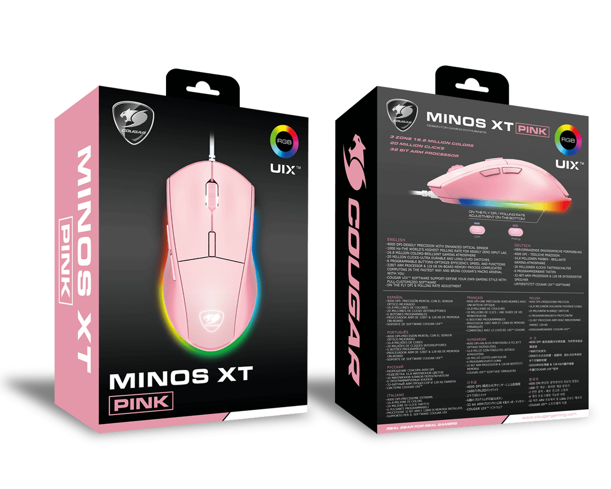 עכבר גיימינג ורוד Cougar MINOS XT Pink
