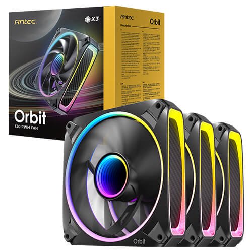 ערכת שלושה מאווררים למארז Antec Orbit ARGB 120mm PWM
