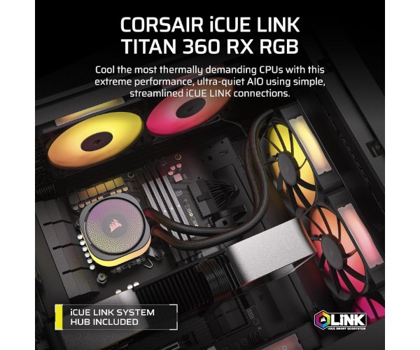 קירור נוזלי Corsair iCUE TITAN 360 RX RGB Black 360mm AIO