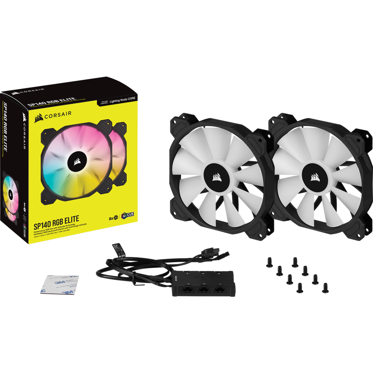 ערכת מאווררים למארז Corsair iCUE SP140 RGB ELITE Performance PWM 2x Fans 140mm