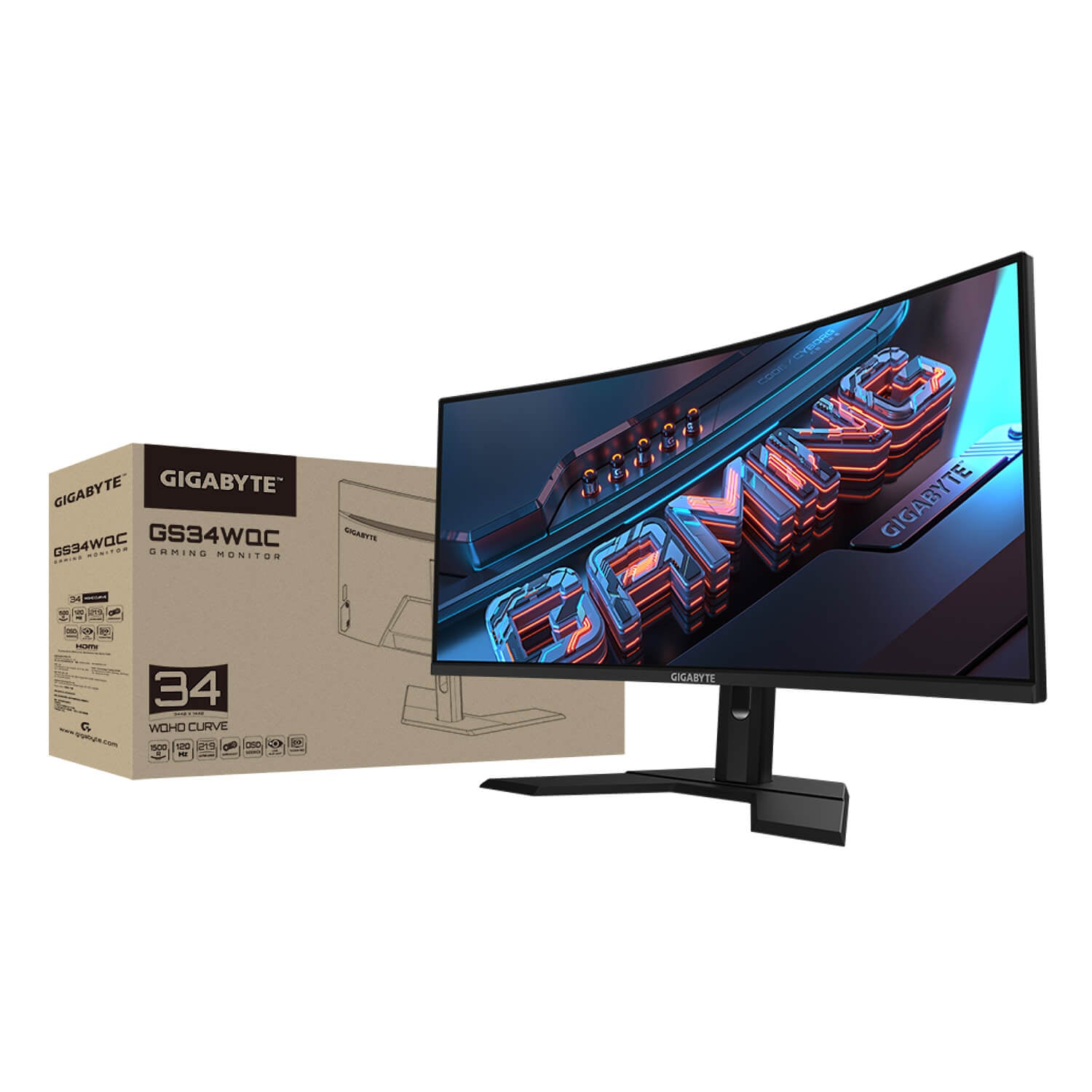 מסך גיימינג קעור Gigabyte GS34WQC 34" VA 2K WQHD 135Hz 1ms