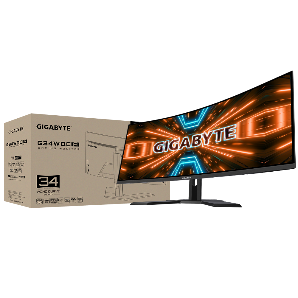 מסך גיימינג קעור Gigabyte G34WQC-A 34" Ultra-Wide VA 2K WQHD 144Hz 1ms