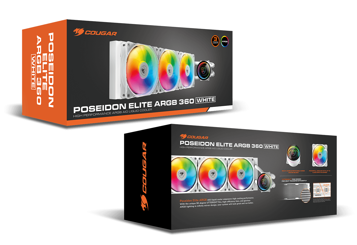 קירור נוזלי לבן Cougar Poseidon Elite 360 ARGB White