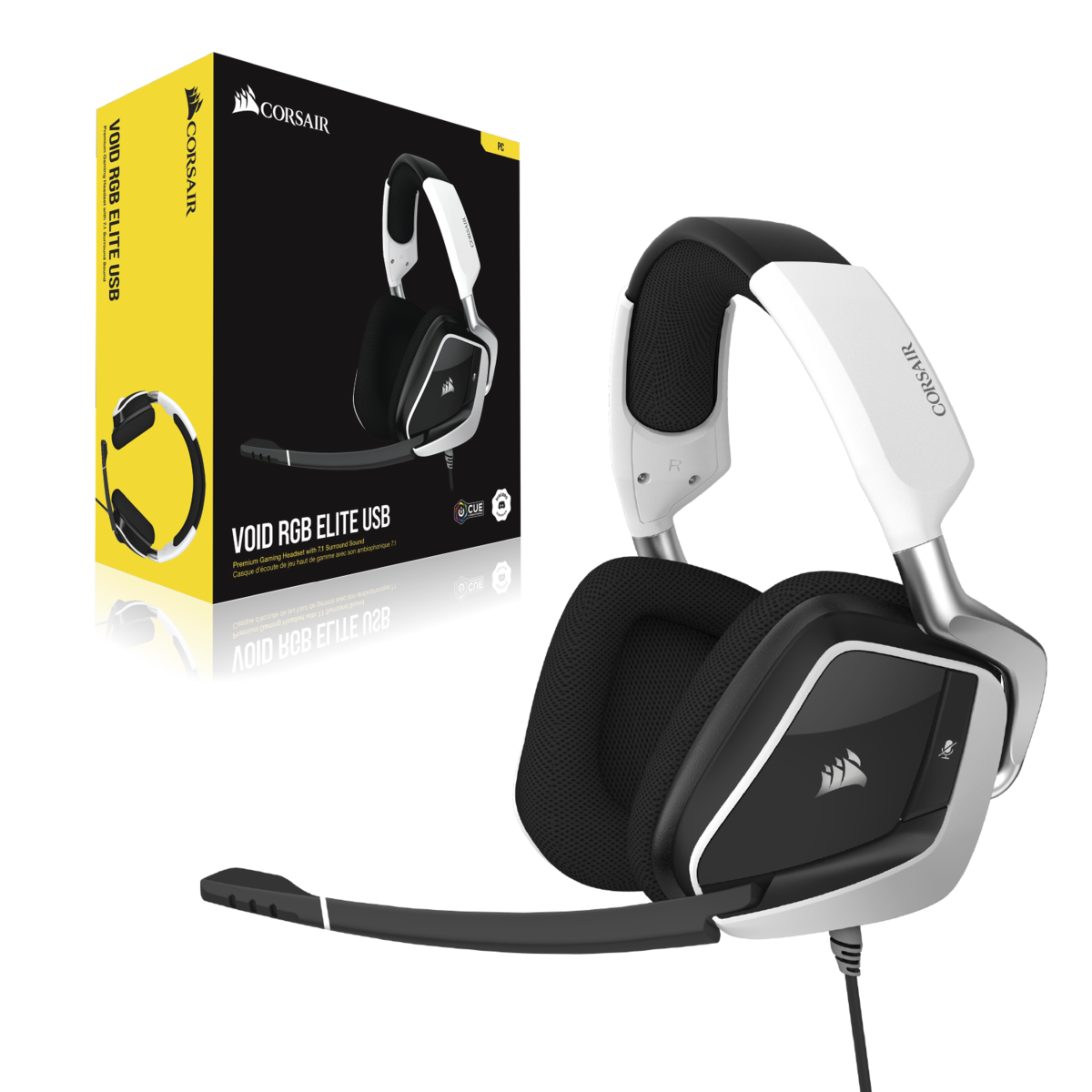 אוזניות גיימינג בצבע לבן Corsair VOID RGB ELITE White