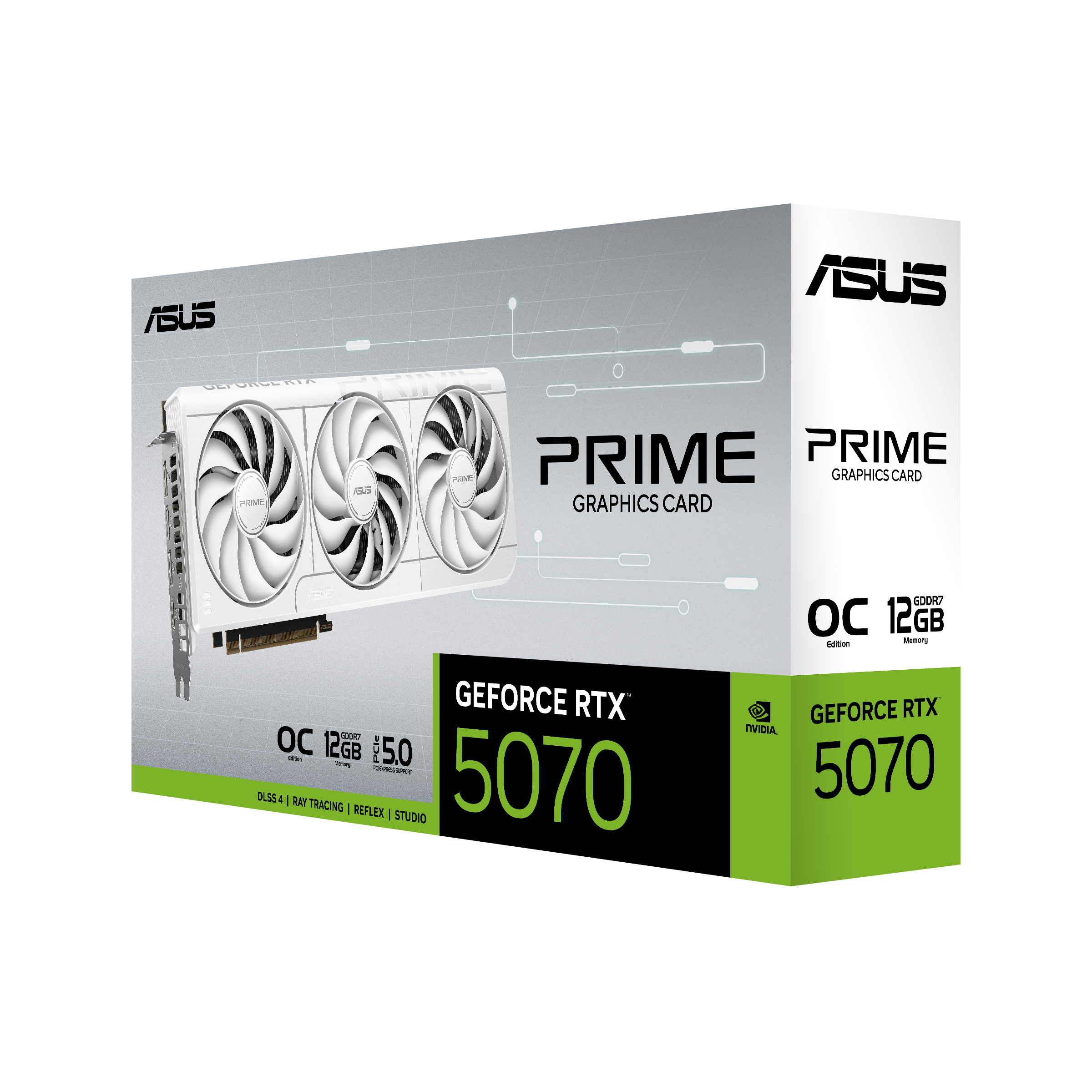 כרטיס מסך לבן ASUS Prime GeForce RTX 5070 12G OC