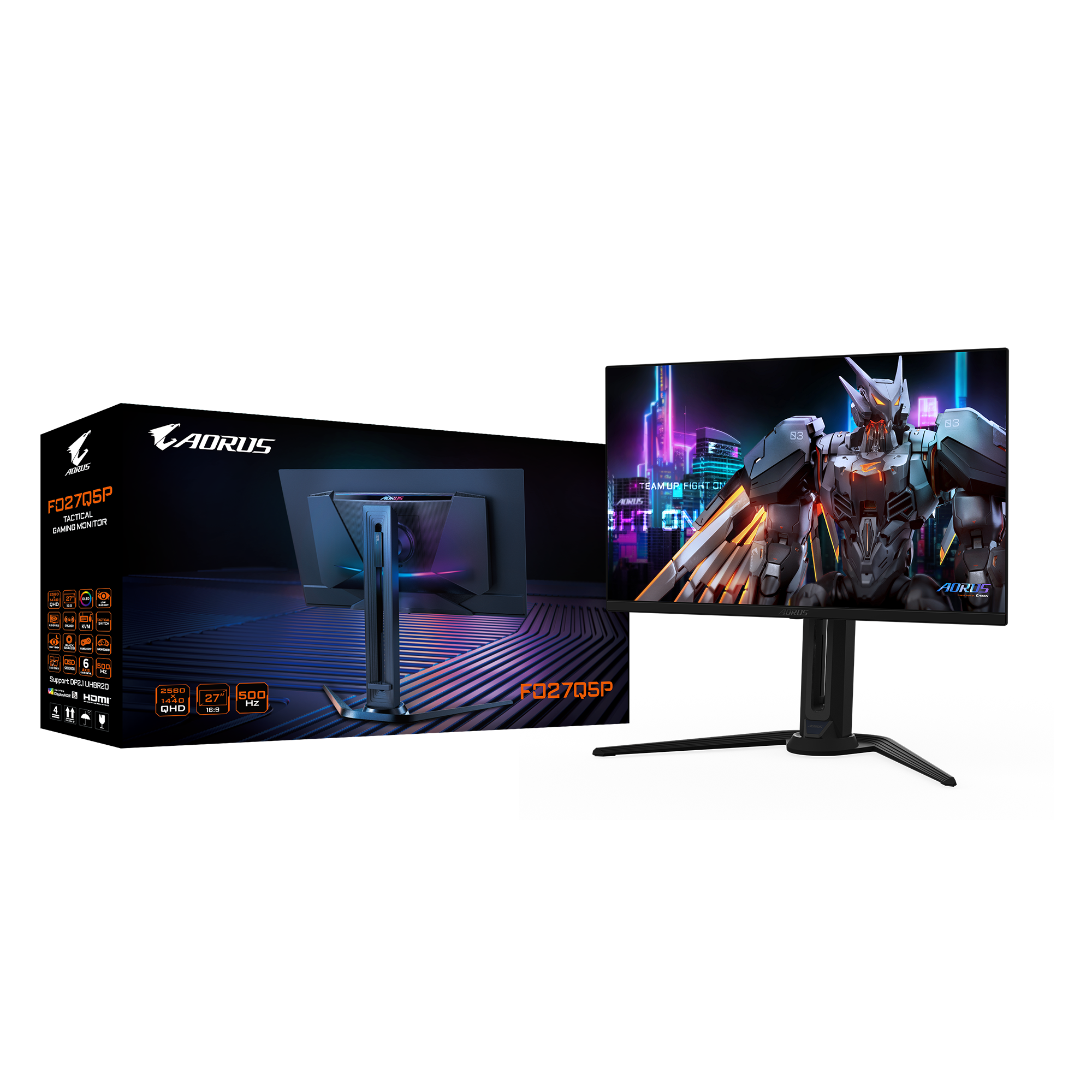 מסך גיימינג Gigabyte AORUS 27" OLED 2K QHD 500Hz 0.03ms