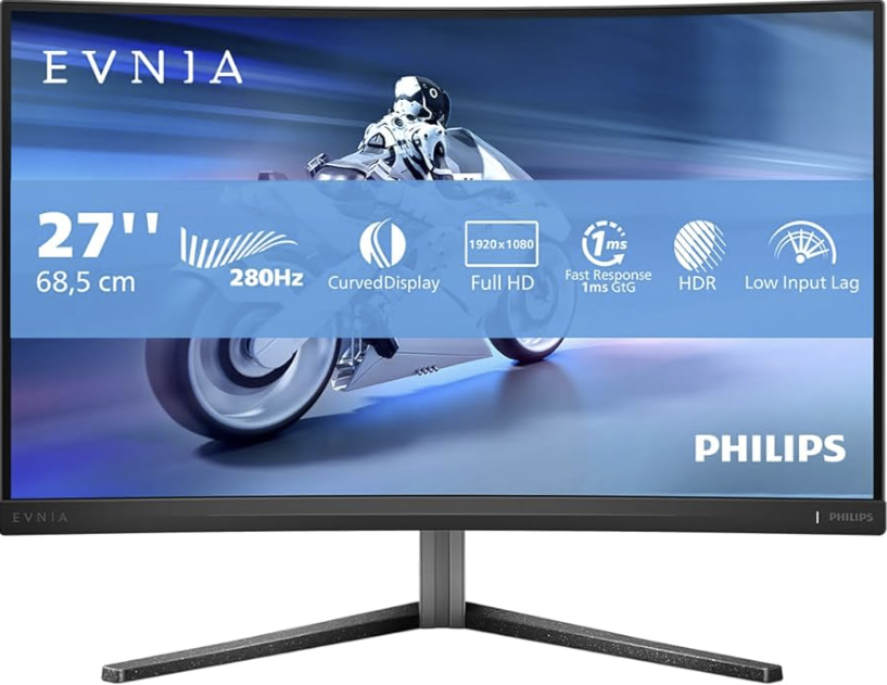 מסך גיימינג קעור Philips Evnia 27'' FHD VA 280Hz 0.5ms