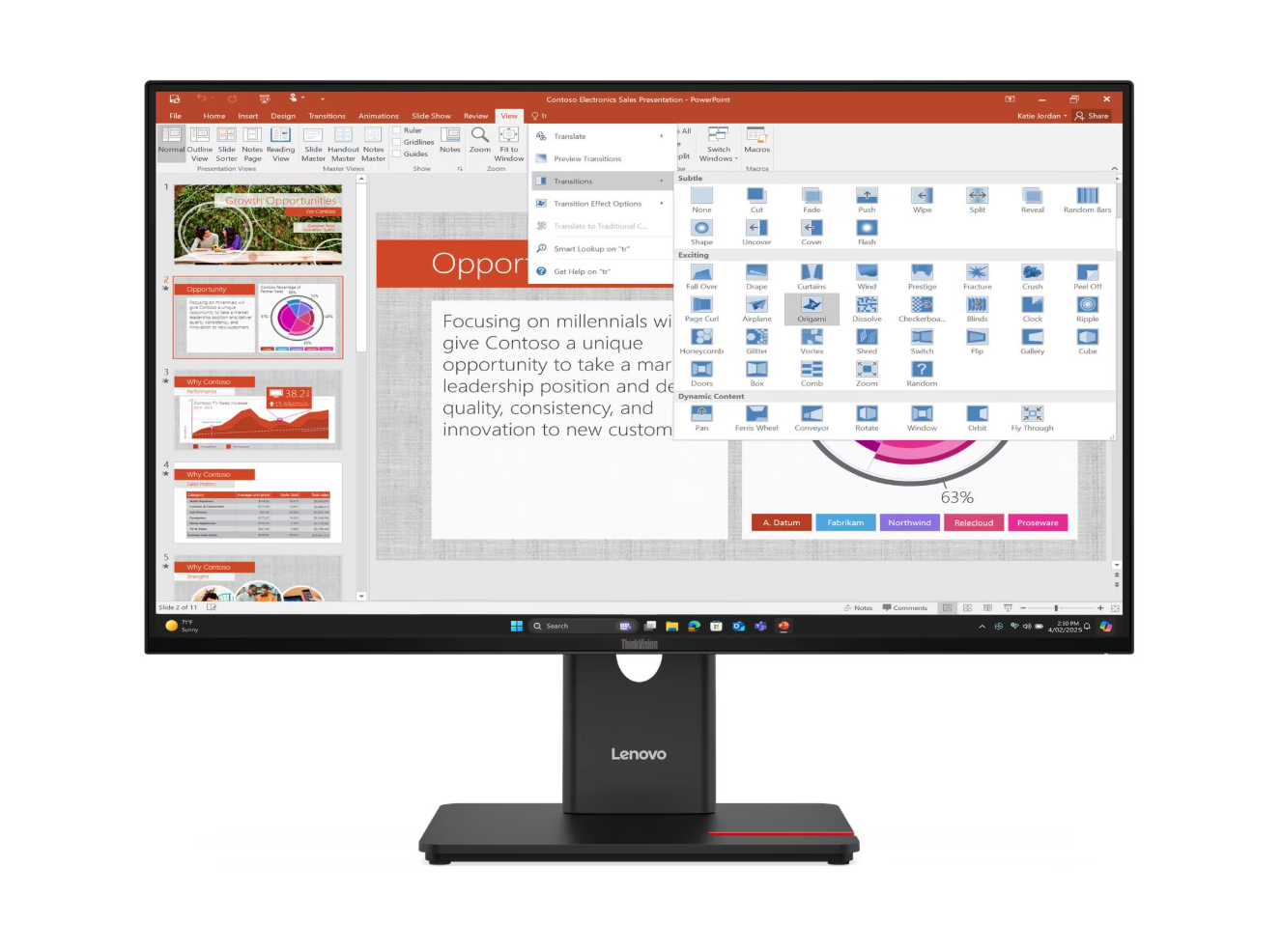 מסך Lenovo ThinkVision T27-40 27'' FHD IPS