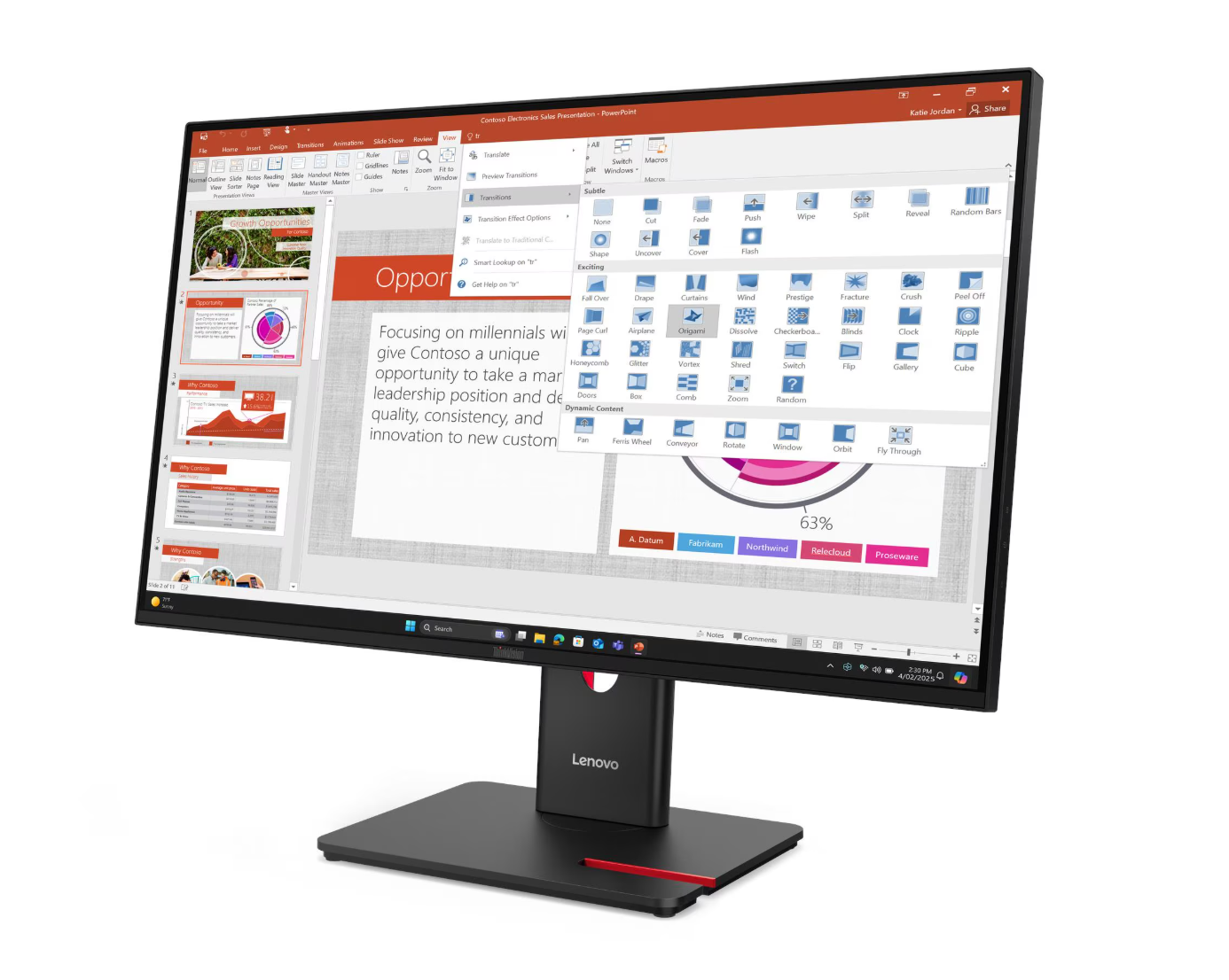 מסך Lenovo ThinkVision T27-40 27'' FHD IPS