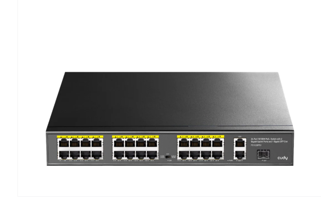מתג Cudy 24-Port POE 30W 10/100 2xUplink RJ45 Gigabit 1xSFP