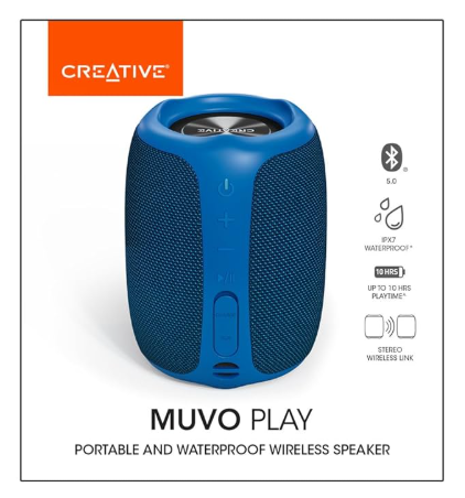 רמקול נייד מוגן מים Creative MUVO Play BT Blue