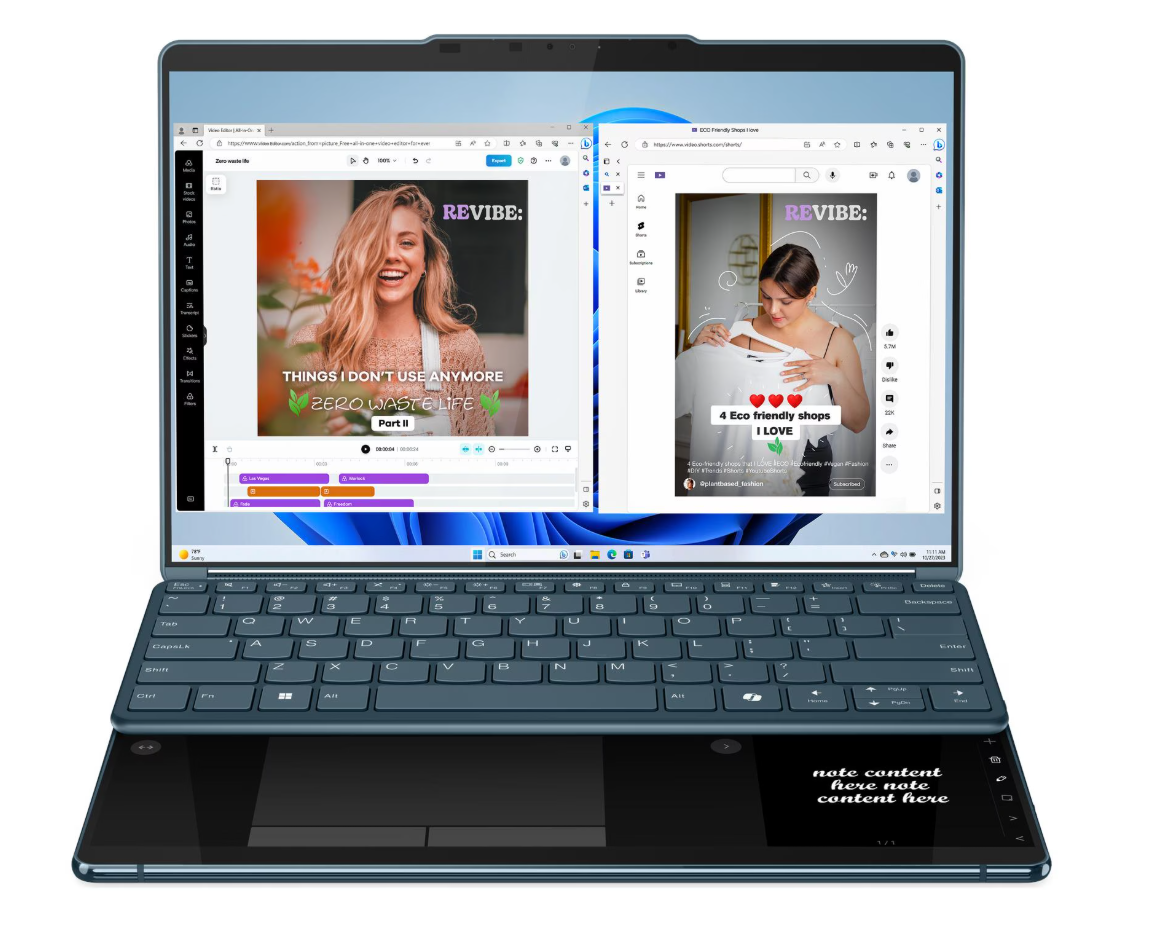 מחשב נייד Yoga Book 9 13IMU9 2x 13.3″ Ultra 7 155H/32G/1TB/Touch/OLED/11P/3YOS